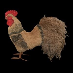 Rooster Decorative Prop Straw 12" Tall X 15” L  Adjustable Feet Barnyard Country